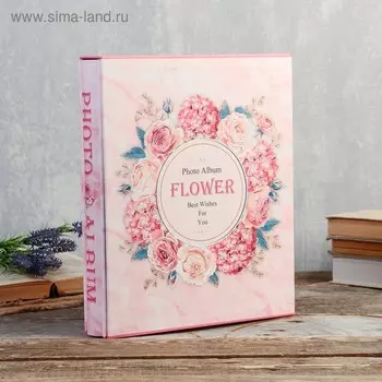 Фотоальбом на 400 фото 10х15 см "Цветочный венок" в короб, сереб.обв МИКС 33,5х27,5х5,5 см