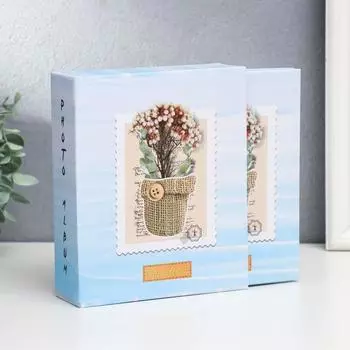 Фотоальбом на 40 фото 10х15 см "Цветы в холщовом горшке" в коробке МИКС 17х14х4,5 см