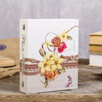 Фотоальбом на 40 фото 10х15 см "Винтажные букеты" золотая обводка в коробке МИКС 17х14х5см