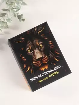 Фотоальбом на 96 фото 10х15 см "Лев и пламя" матовый с ламинацией 16,5х12х5,5 см