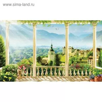 Фотобаннер, 250 150 см, с фотопечатью, люверсы шаг 1 м, «Терраса с видом на город», Greengo