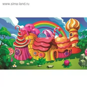 Фотобаннер, 250 150 см, с фотопечатью, люверсы шаг 1 м, «Пряничный домик», Greengo