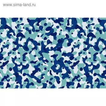 Баннер на забор, 250200 см, с фотопечатью, люверсы шаг 1 м, «Камуфляж синий», Greengo