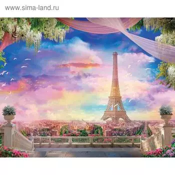 Фотобаннер, 250 200 см, с фотопечатью, люверсы шаг 1 м, «Вид на Париж», Greengo