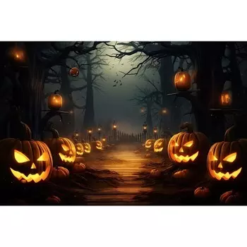 Фотобаннер, 300 160 см, с фотопечатью, люверсы шаг 1 м, «Злые тыквы», Greengo