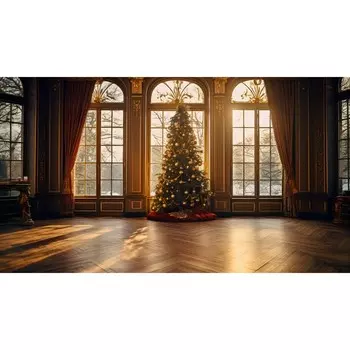Фотобаннер, 300 160 см, с фотопечатью, люверсы шаг 1 м, «Ёлка в зале», Greengo