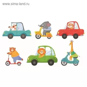 Фотобаннер, 300 160 см, с фотопечатью, люверсы шаг 1 м, «Зверята на транспорте», Greengo