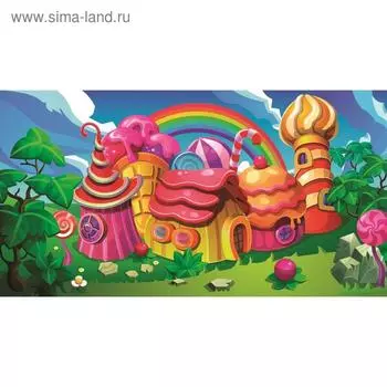 Фотобаннер, 300 160 см, с фотопечатью, люверсы шаг 1 м, «Пряничный домик», Greengo