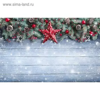 Фотобаннер, 300 200 см, с фотопечатью, люверсы шаг 1 м, «Хвойная гирлянда со звёздами», Greengo