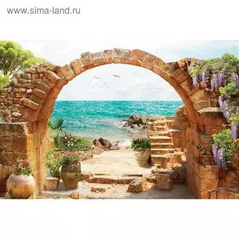 Фотобаннер, 300 200 см, с фотопечатью, люверсы шаг 1 м, «Выход к морю», Greengo