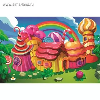 Фотобаннер, 300200 см, с фотопечатью, люверсы шаг 1 м, «Пряничный домик», Greengo