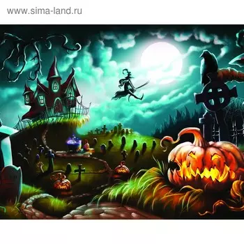 Фотобаннер, 300 200 см, с фотопечатью, люверсы шаг 1 м, «Ночное кладбище», Greengo