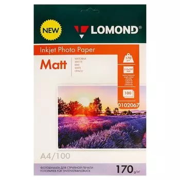 Фотобумага для струйной печати А4, 100 листов LOMOND, 170 г/м2, односторонняя, матовая