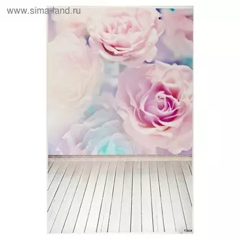 Фотофон винил "Акварельные розы" стена+пол 80х125 см