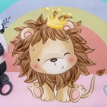 Фотофон для съёмок, винил «Львёнок, панда и бегемотик», 12080 см