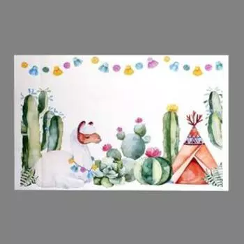 Фотофон винил "Лама и кактусы" 80х120 см