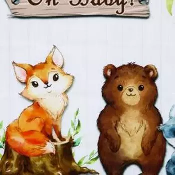 Фотофон винил "Лесные зверята" 100х150 см