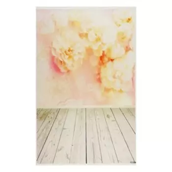 Фотофон винил "Пионы и серая доска" стена+пол 80х125 см