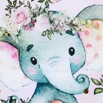 Фотофон винил "Слонёнок в розах" 100х150 см