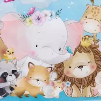 Фотофон винил "Зверята и радуга" 120х80 см