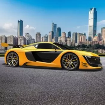 Фотообои на флизелиновой основе Flizelini 4033-3F Желтая машина город 2,7х2,7 м