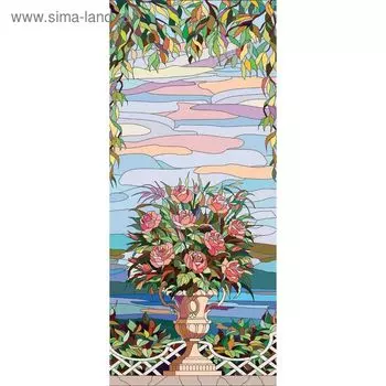 Фотообои "Витраж с букетом" С-046 (1 полотно), 95x220 см