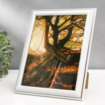 Фоторамка для фото 1520 см Ava, белая с серебром, (пластиковый экран)