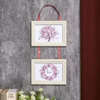 Фоторамка двойная на тесьме L-2 10х15 см сл. кость (пластиковый экран)