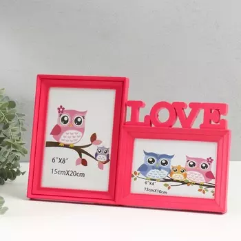 Фоторамка коллаж на 2 фото (1-13х18 см, 1-10х15 см) 34х22 см, красный