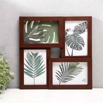 Фоторамка-коллаж на 4 фото «Прелесть», орех, (пластиковый экран)