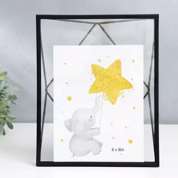 Фоторамка металл на 1 фото 15х20 см "Лофт. 3D Линии" чёрная 25,4х20х6 см