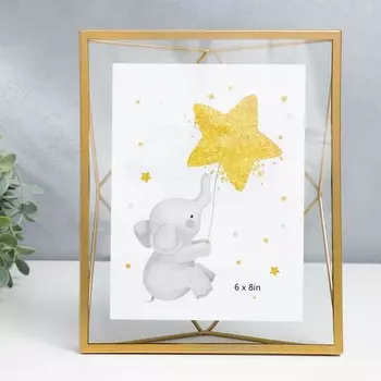 Фоторамка металл на 1 фото 15х20 см "Лофт. 3D Линии" золото 25,4х20х6 см