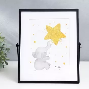 Фоторамка металл на 1 фото 15х20 см "Лофт. Строгие линии" чёрная, паспарту 25х20 см