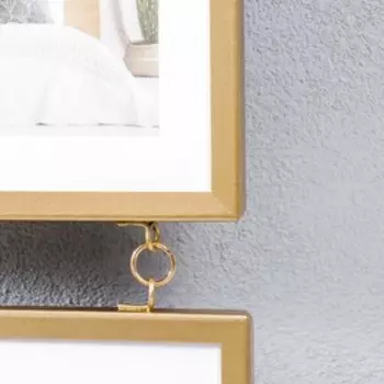 Фоторамка металл на 3 фото 10х15 см "Лофт. Строгие линии" золото, паспарту 44х18,5 см