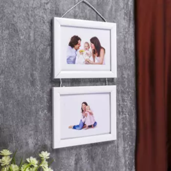 Фоторамка на 2 фото 15х20 см подвесная 727 белая (пластиковый экран)
