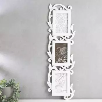 Фоторамка на 3 фото 10х15 см "Ростки" белая 67,5х19,5х2 см