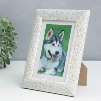 Фоторамка пластик 10х15 см 742 белый кракелюр (пластиковый экран)