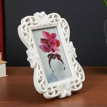 Фоторамка пластик 10х15 см "Фигурная" белая 22х16 см