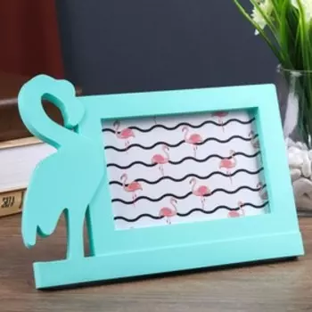 Фоторамка пластик 10х15 см "Фламинго" бирюзовая 16,7х22,5 см