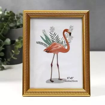 Фоторамка пластик 15х20 см "Золотая спираль на золотом" 23х18 см