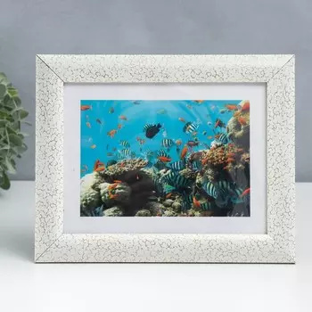 Фоторамка пластик 15х21 см 742 белый кракелюр (пластиковый экран)