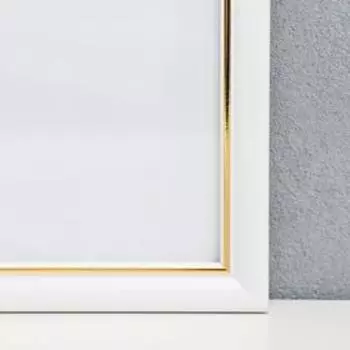 Фоторамка пластик 30х30 см, белый с золотом (пластиковый экран)