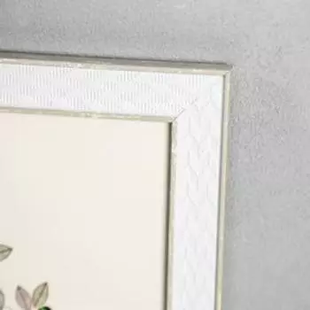 Фоторамка пластик 30х40 см "Плетёнка" белая с серебряной двойной полосой 44,5х34,5 см