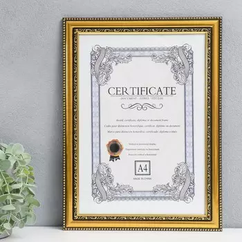 Фоторамка пластик формат А4 "Шейх" золото 34х25 см