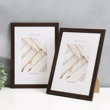 Фоторамка пластик "МИРАМ" 21х29,7 см, (A4) коричневый (пластиковый экран)