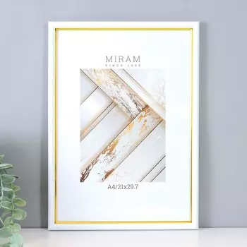 Фоторамка для фото 2129.7 см (A4) «МИРАМ», пластик, белый, (пластиковый экран)