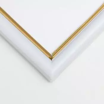 Фоторамка пластик "МИРАМ" 25х25 см, 636461-11, белый с золотом (пластиковый экран)