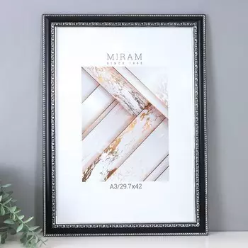 Фоторамка для фото 29.742 см, (А3) «МИРАМ», пластик, чёрный, (пластиковый экран)