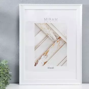 Фоторамка для фото 3040 см «МИРАМ», пластик, белый, (пластиковый экран)