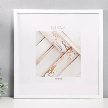 Фоторамка для фото 4040 см «МИРАМ», пластик, белый, (пластиковый экран)